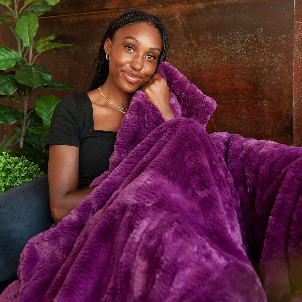 Royal Grape Feather Blanket – Soft & Luxurious